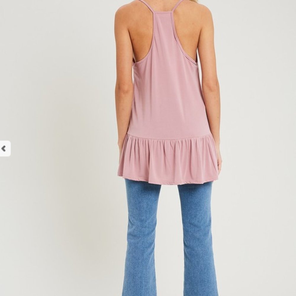 Blush Pink Ruffled Racerback Cami Tank Top - Picture 4 of 4